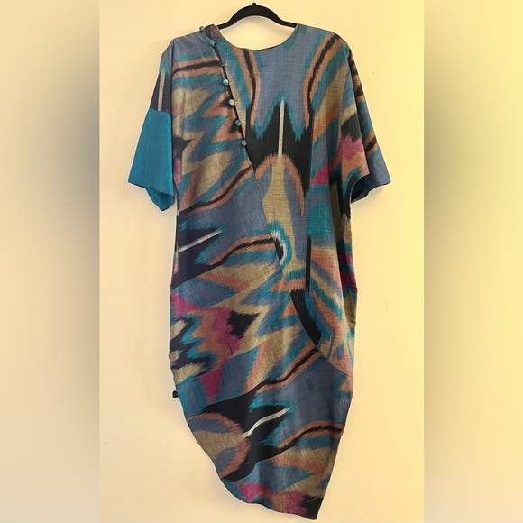 Dresses & Skirts - Vintage Handwoven Ikat Print Dress circa 1980s Nogo Brand